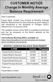 In online banking, click on the customer service tab and then select the customer profile option at the top. Customer Notice For Change In Monthly Average Balance Requirement 2018 English Faysal Bank