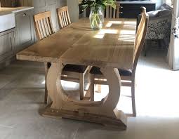 handmade oak dining table with curved
