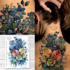 Flower tattoos, flower tattoo, flower tattoos designs, women, girls, men, flowers, floral, meaning © evil tattoo piotr. Amazon Com Supperb Temporary Tattoos Watercolor Blue Flowers Bouquet Of Summer Dream Beauty