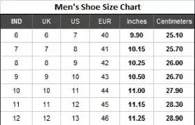 23 Described Shoes Size Chart Uk Vs India