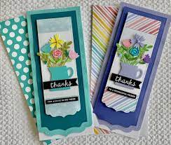 Watercolor wonder paper make a fun fold greeting card. Slimline Cards With Pink Fresh Slim Dies Cards Handmade Card Craft Card Making Inspiration