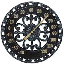 Not only can they display relevant information like the time, the temperature and the humidity, they can also add a chic accent to your space and complement your decor. Lily S Home Hanging Verdigris Wall Clock And Dial Thermometer Set Ideal For Indoor And Outdoor Use Makes A Great Housewarming Gift Black 13 Inches Pricepulse