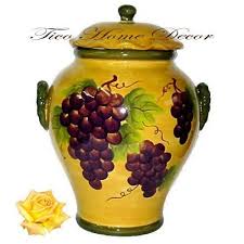 Tuscan Cookie Jar Grape Kitchen Decor Turquoise Kitchen Decor Grape Decor