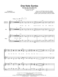 Antonio Carlos Jobim One Note Samba Arr Paris Rutherford Ssa Choir Piano Choral Sheet Music In Bb Major Download Print Choral Sheet Music Jazz Sheet Music Sheet Music