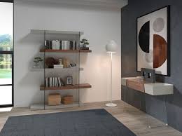 Rectangular console table grey wood, walnut and tempered glass