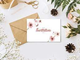 Invitation Card With Flowers Mockup Free Mockup Free Wedding Cards Invitation Mockup Wedding Greetings