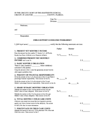 (click here to see the florida child support statute which. Florida Child Support Guidelines Worksheet Fillable Worksheet List