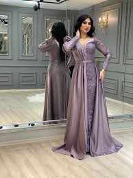 ‫فستان سهرة طويل ستان مع دانتيل – 4stylish‬‎