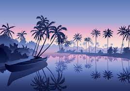 Kerala Backwater Landscape Digital Art Illustration Kerala Backwaters Landscape Illustration