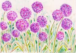 How Do You Draw An Allium Flower Prints Art Flower Art Flower Drawing