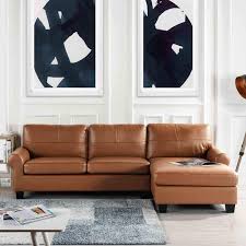 Nice light tan sectional with nail heads. Brown Leather Sectional Sofa Couch With Chaise Modern Brown L Shape Wide Chaise Top Grain Leather Sectional Couch Sofa Lounger Home Furniture Sectionals Sofas Couches For Living Theater Room Sofa Amazon In Furniture