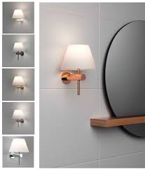 4.5 (l) x 12.6 (h) projection from wall, opal glass shade: Bathroom Safe Wall Light With Glass Coolie Shade