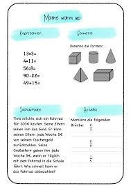 Mathe Warm Up 1 Unterrichtsmaterial In Den Fachern Fachubergreifendes Mathematik Mathe Mathe 7 Klasse Mathematik