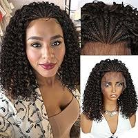 Amazon.com : Fancy Hair Cornrow with Curly Hair Wig HD Lace Front Braided  Wig with Baby Hair Pre Plucked Glueless Transparent 13x4 Inch Lace Frontal  Wig for Black Women (2#/27#) : Beauty