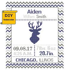 Maybe you would like to learn more about one of these? Diy Customizable Pattern Cross Stitch Birth Announcement Cross Stitch Birth Sampler Chevron Baby Boy Girl Deer Silhouette Nursery Zindagi Designs