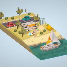Isometric Camping Scene On The River Isometric Game Inspiration Scene