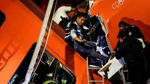 .a metro train collapsed on a busy road in a southern suburb of mexico city on monday night. Giazrnw7v0xtm