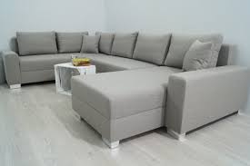 Wohnlandschaft Bettsofa 330 Cm Webstoff Beige Links