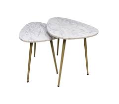 Homfa couchtisch beistelltisch marmor optik kaffetisch weiß oval gold aus metall und holz 120x60x41cm. 2er Set Couchtisch Weiss Marmor Gold Couchtische Beistelltische Henk Schram Meubelen