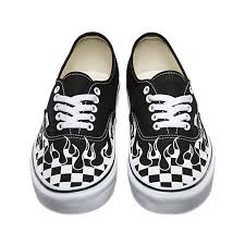 Black And White Checkered Vans With Red Flames Checker Flame Authentic Vans Shoes Fashion Vans Custom Vans Shoes