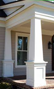 The classic craftsman style comes to life with a tapered porch column set atop a stone base with a copper transition. Lovely Front Porch Column Styles Qs01q2 Https Sanantoniohomeinspector Biz Lovely Front Porch Column Styl Front Porch Design Craftsman Porch House Front Porch