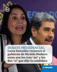 LuisaGonzález reconoce al gobierno de #NicolásMaduro: estos son los tres  'no' y los dos 'sí' que la candidata dijo en el debate presidencial en  Ecuador https://ow.ly/1j6x50VnEqH