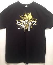Pokemon Pikachu Black Lightning Bolt Kanji 026 Video Game Graphic Tee T Shirt