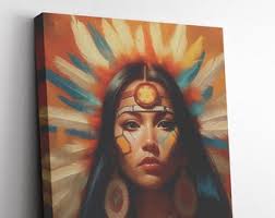 Puerto Rican Art Victoria Taina Original Canvas 22 X 28 by Obed Gomez  Puerto Rico Wall Art Taino Symbols Taino Culture Taino Pride