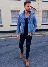 Do Black Jeans And Blue Denim Jacket Go Together Men Street Fashion Denim Jacket Black Jeans And T Shirt And Brown Shirt Jeans Outfit Men Black Jeans Men Mens Fashion Jeans