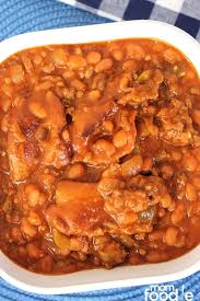 The ground beef is browned in bacon drippings, make them a hearty and flavorful choice. Baked Beans With Ground Beef Cowboy Beans Mom Foodie