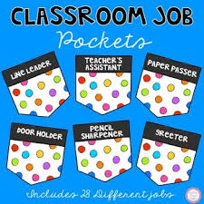 These Jobs Are Now Editable 28 Colored Polka Dot Pocket Classroom Jobs Line Leader Teacher S Assistant Paper Passer Classroom Jobs Classroom Class Jobs