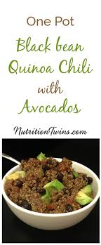 One Pot Black Bean Quinoa Chili With Avocado Nutrition Twins Recipe Vegetarian Recipes Dinner Healthy Black Bean Quinoa Chili Avocado Recipes