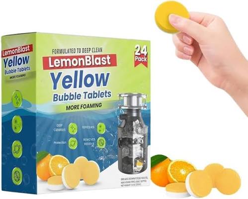 Kavya Boutique LemonBlast Yellow Bubble Tablets for Deep Cleaning | Multi-Use Foaming Tablets for Kitchen Sink, Drain, Pipes & Disposal | Helps Remove ...