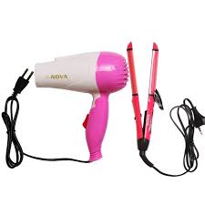 Nova 2 In 1 Hair Straightener And Curler With Hand Dryer - Pink | Jumia  Nigeria