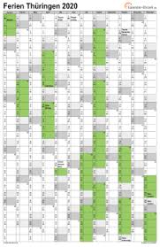 Dieser druckfertige kalender ist absolut kostenlos. Kalender 2020 Thuringen Mit Ferien Und Feiertagen