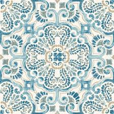 Floorpops Fontaine Peel And Stick Floor Tiles 12 In X 12 In 20 Tiles 20 Sq Ft Blue Adhesive Floor Tiles Peel Stick Floor Stick On Tiles