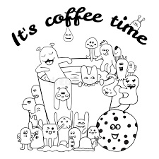 Indeed, coloring books are selling well in the adult market. Coloring Pages For Adults Book Black And White Hipster Hand Drawn Coffee Lettering Monster Background Stock Vector Illustration Of Drawing Doodle 74294019