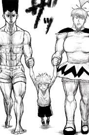 The same thing that happens to goku in gt when he transforms to ssj4. Between The Giants Hunter X Hunter Know Your Meme