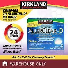 Kirkland Signature Allerclear-d 24 Hour 15 Extended Release Tablets Claritin D Claritin Active Ingredient