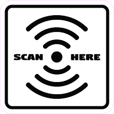 4in X 4in Scan Here Magnet Black Letter Scan Stickers