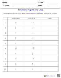 Geometry Worksheets Parallel And Perpendicular Lines Worksheets Parallel And Perpendicular Lines School Algebra Algebra Lessons