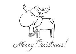 Biglietti Di Natale Da Colorare Una Renna Con Cappello Scritta In Inglese Merry Christmas Bambini Da Colorare Disegni Natale