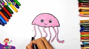 In the first step for how to draw a jellyfish, draw the big u shape and turn the paper to your side. Jellyfish Drawing How To Draw A Jellyfish For Kids Youtube