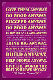 Inspirational & motivational poems and quotes by mother teresa: Mother Teresa Anyway Purple Famous Motivational Inspirational Quote Cool Huge Large Giant Poster Art 36x54 Poster Foundry
