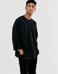 Black And White Full Sleeve T Shirt Asos Design Oversized Raglan T Shirt With Wide Sleeves In Black Modesens Men S Fashion Black And White Young Mens Fashion Older Mens Fashion