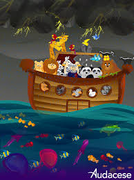 A Great Flood Covered The Earth But Noah And The Animals Were Safe Inside The Ark Look For The Audacese Noah Noahs Ark Story Books Illustrations Storybook