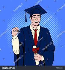 Graduate Guy Pop Art Style Hand Drawn Comic Book Imitation Vector Illustration Ad Ad Art Style Hand Graduate Pop Art Art Style Silhouette Vector