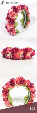 Hp Flower Crown Pink Purple Handmade Headband Boutique Headbands Handmade Headbands Flower Crown