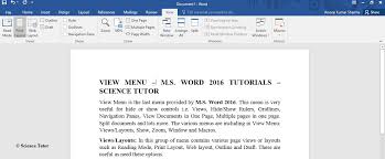 To hide rulers, clear the ruler box.the horizontal ruler displ. View Menu M S Word 2016 Tutorials Science Tutor Science Tutor Smart Study Anytime Anywhere