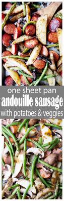 Sheet Pan Sausage Meal Try W O Potatoes And Add Okra Along With Green Beans Sausage Recipes Recipes Pork Recipes